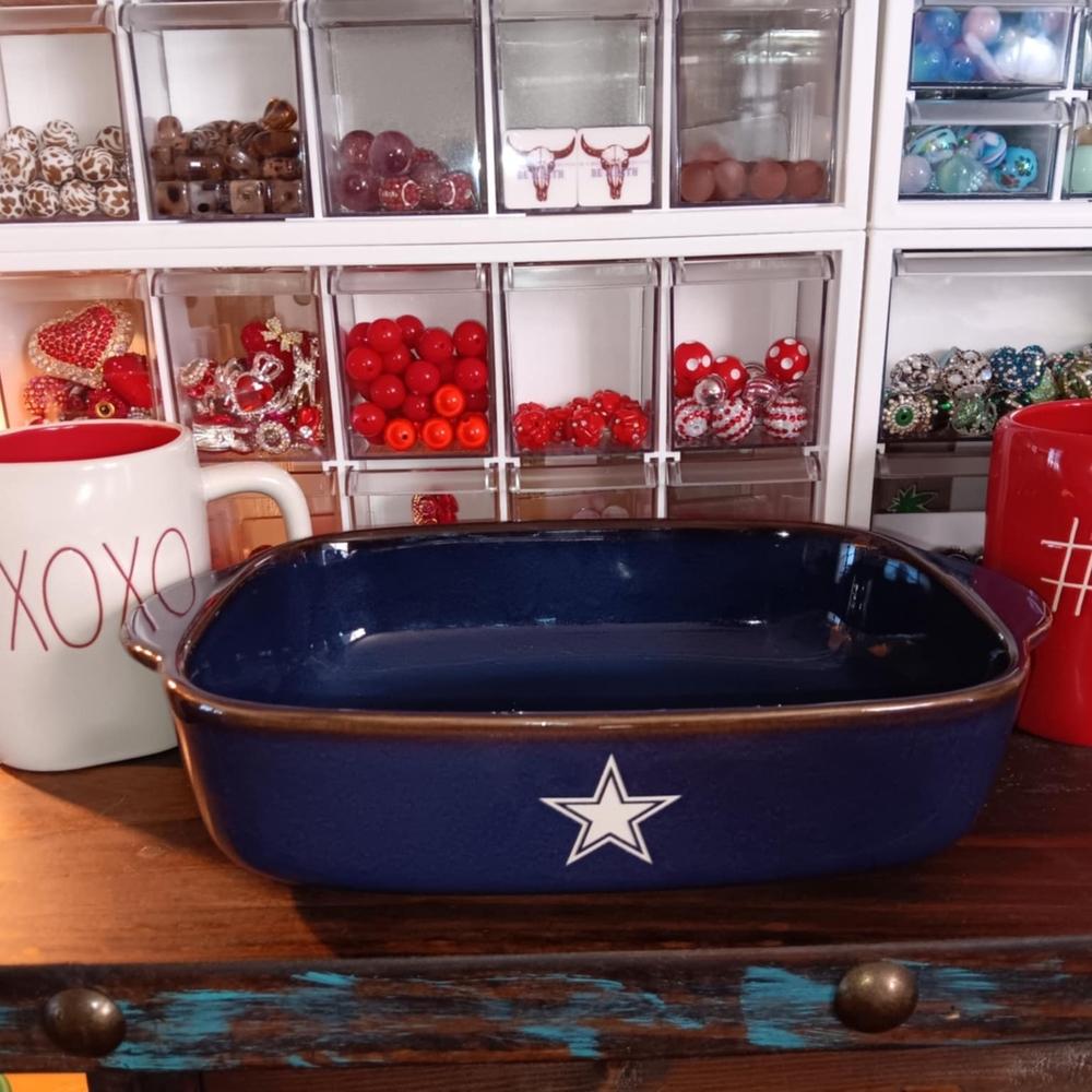 New! Dallas Cowboys Ceramic Casserole Dish 13"X"9"